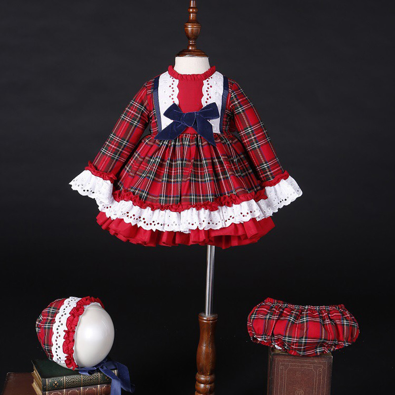 Winter Clothing For Kids - Vestido de princesa vintage a cuadros